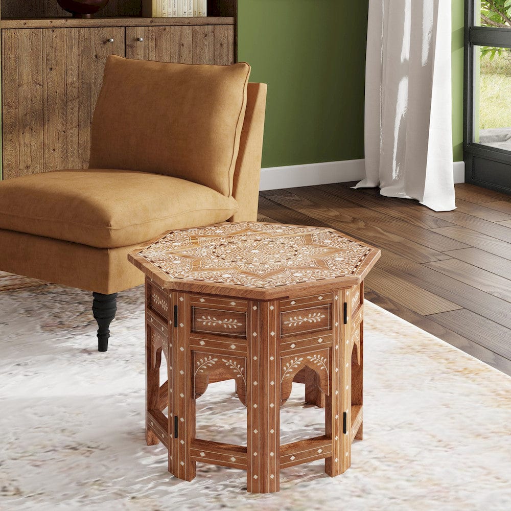 Butler Specialty Company - Rashmi 20 in. W Octagonal Bone Inlay & Wood Side Table, Medium Brown - 3596338 view 6