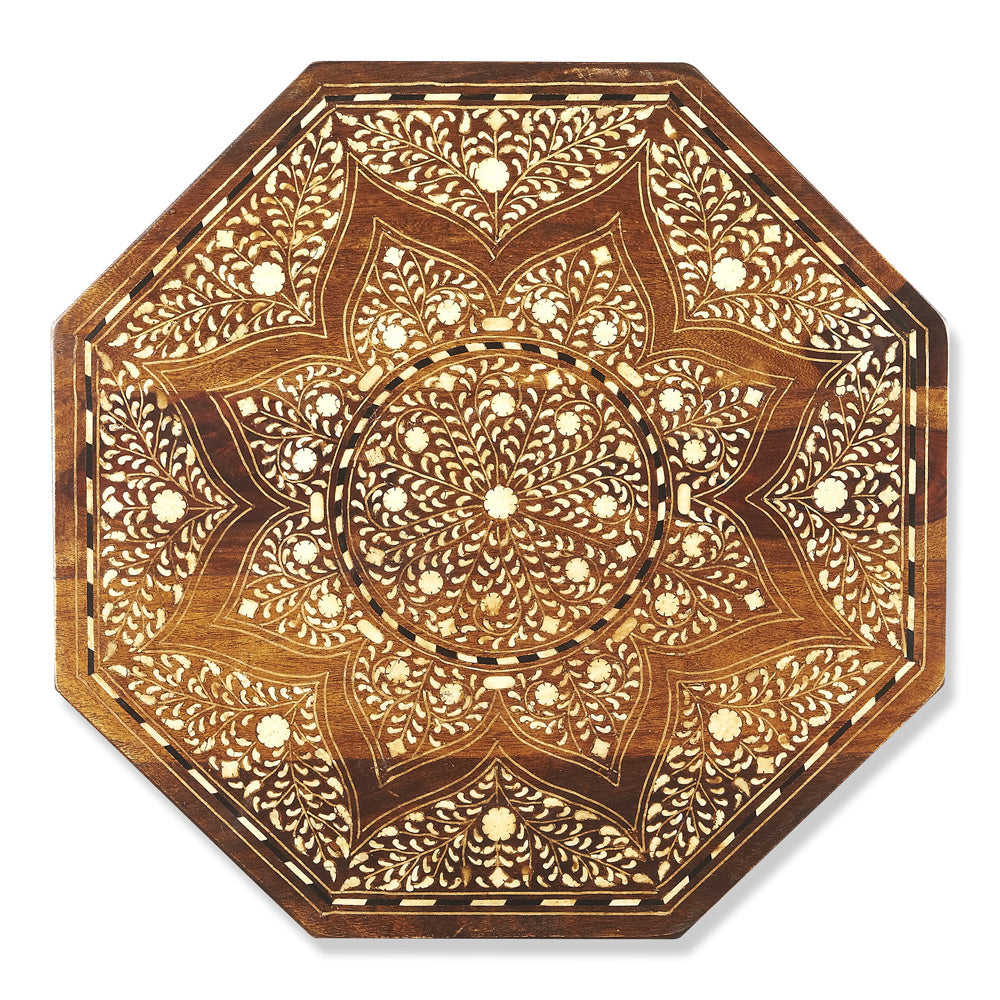 Butler Specialty Company - Rashmi 20 in. W Octagonal Bone Inlay & Wood Side Table, Medium Brown - 3596338
