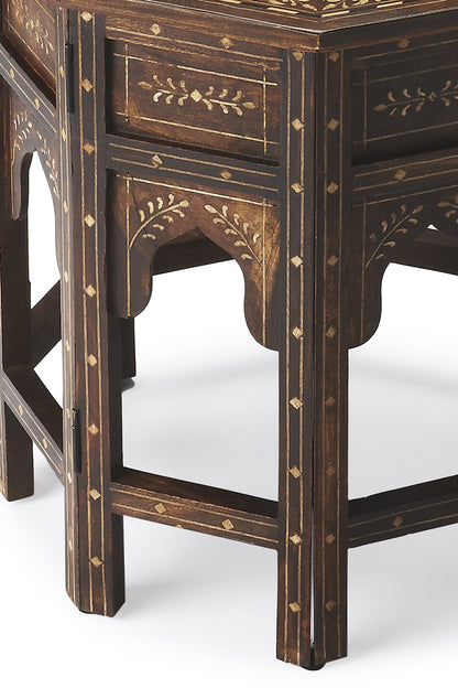 Butler Specialty Company - Rashmi 20 in. W Octagonal Bone Inlay & Wood Side Table, Medium Brown - 3596338