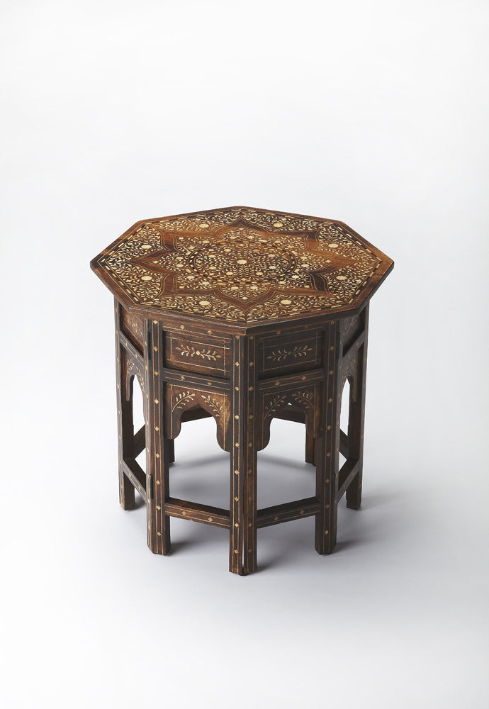 Butler Specialty Company - Rashmi 20 in. W Octagonal Bone Inlay & Wood Side Table, Medium Brown - 3596338