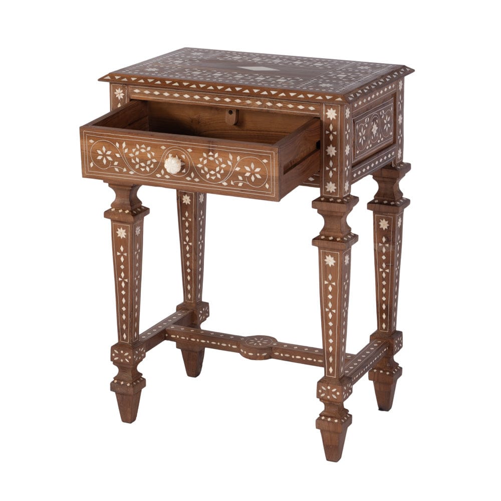 Butler Specialty Company - Rashmi 21 in. W Rectangular Teak & Bone 1 Drawer End Table, Brown - 5966338 view 3