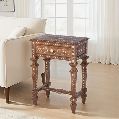 Butler Specialty Company - Rashmi 21 in. W Rectangular Teak & Bone 1 Drawer End Table, Brown - 5966338 view 5