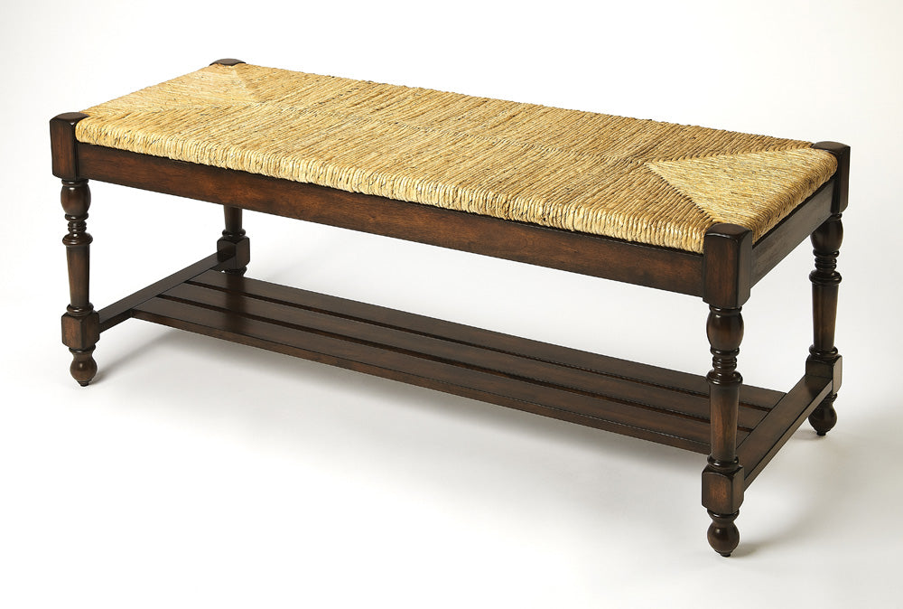 Butler Specialty Company - Ravello 48 in. W Rectangular Woven Wicker Bench, Dark Brown - 1299070