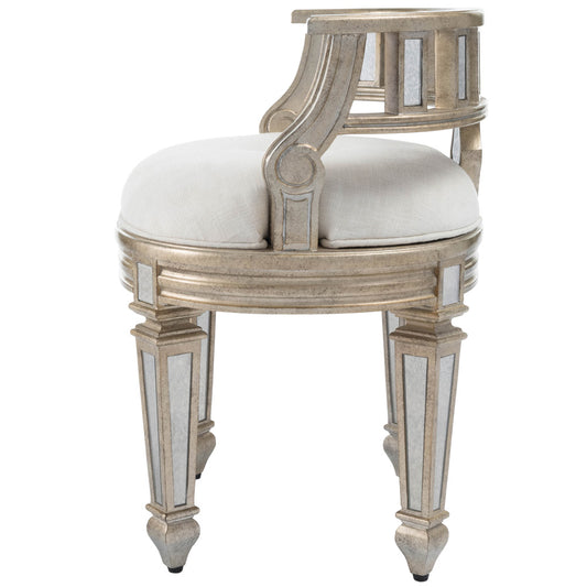 Butler Specialty Company - Rebecca 21 in. W Upholstered & Mirrored Vanity Stool, Silver - 3762146