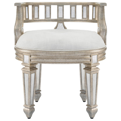 Butler Specialty Company - Rebecca 21 in. W Upholstered & Mirrored Vanity Stool, Silver - 3762146