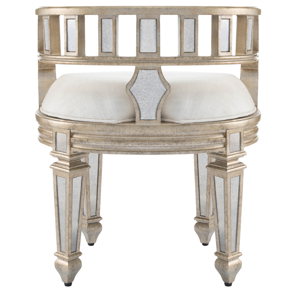 Butler Specialty Company - Rebecca 21 in. W Upholstered & Mirrored Vanity Stool, Silver - 3762146