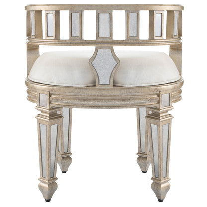 Butler Specialty Company - Rebecca 21 in. W Upholstered & Mirrored Vanity Stool, Silver - 3762146