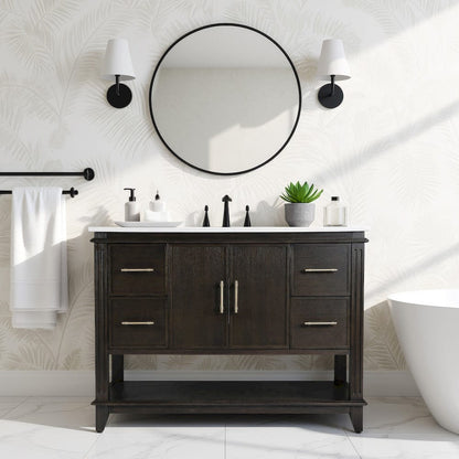 Butler Specialty Company - Reece 48 in. W Wood & Quartz Single Sink Bathroom Vanity, Coffee - 5990508 view 4