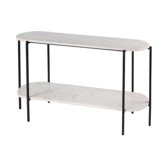 Butler Specialty Company - Renaldo 49.5 in. W Elongated Marble and Iron 2-Tier Console Table, White - 5875025 view 1