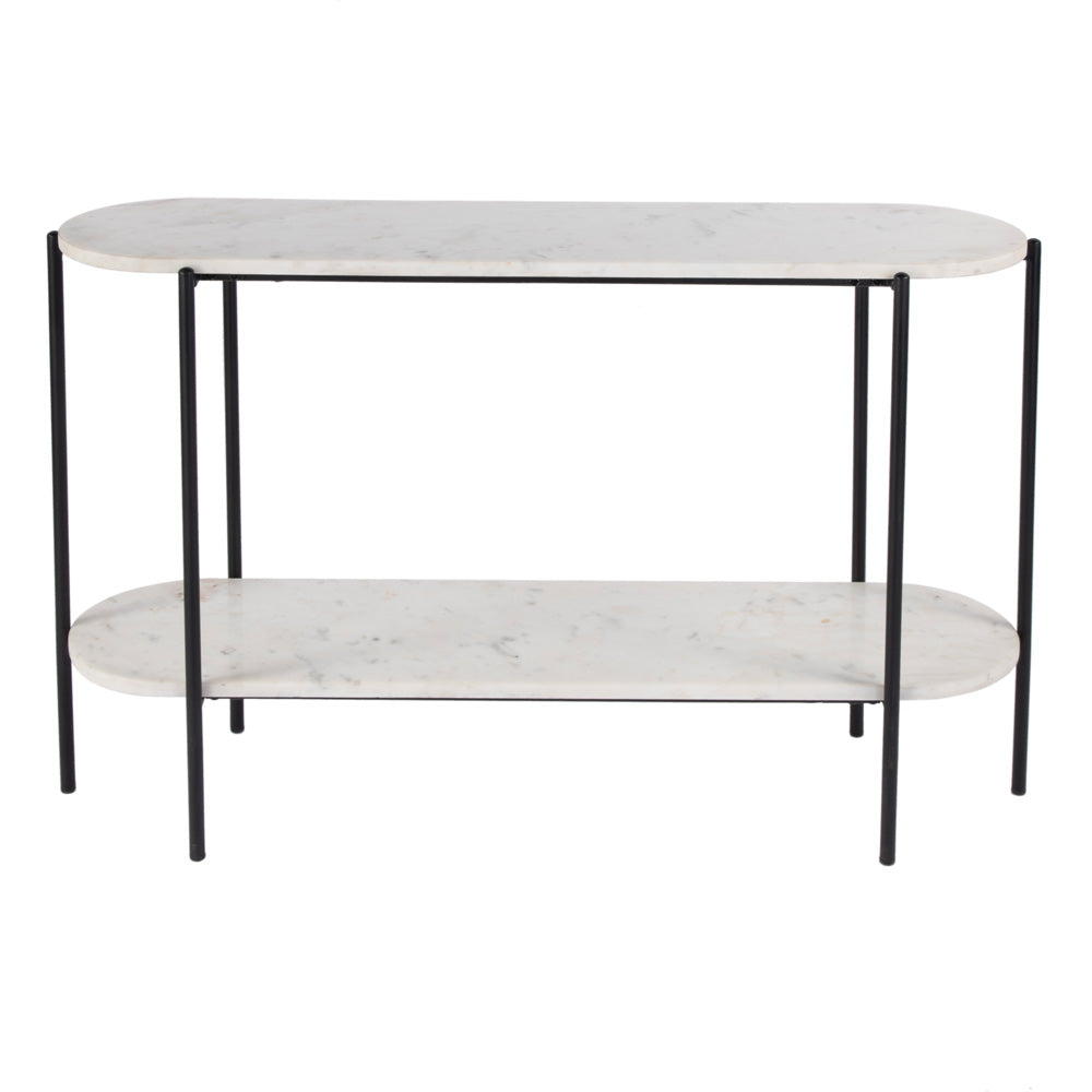 Butler Specialty Company - Renaldo 49.5 in. W Elongated Marble and Iron 2-Tier Console Table, White - 5875025 view 2