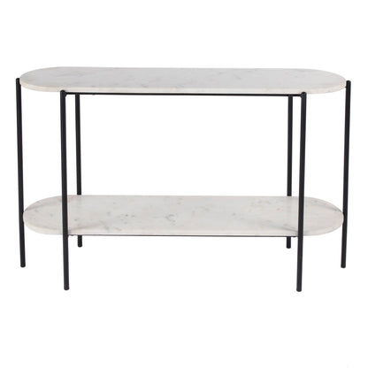Butler Specialty Company - Renaldo 49.5 in. W Elongated Marble and Iron 2-Tier Console Table, White - 5875025 view 2