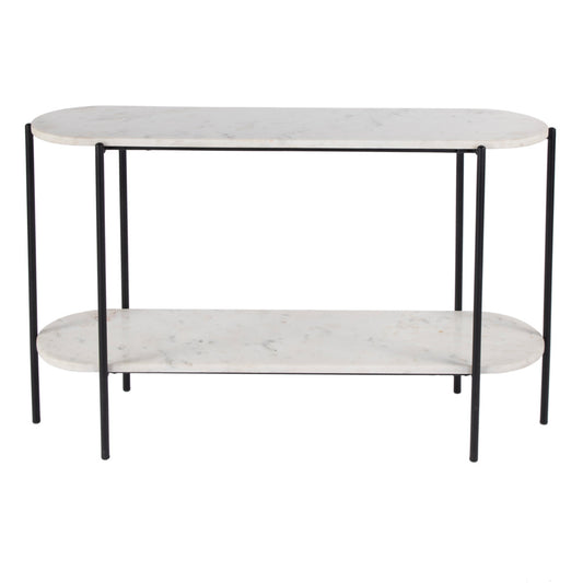 Butler Specialty Company - Renaldo 49.5 in. W Elongated Marble and Iron 2-Tier Console Table, White - 5875025 view 2