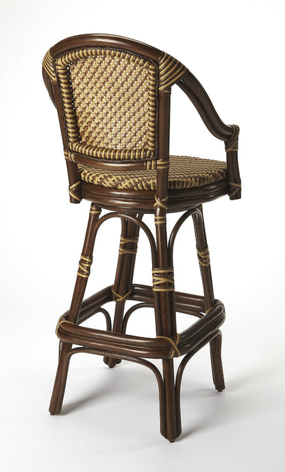 Butler Specialty Company - Renata 29.75 in. Seat Height Rattan Bar Stool with Back & Footrest, Multi-Color - 9397035