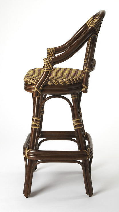 Butler Specialty Company - Renata 29.75 in. Seat Height Rattan Bar Stool with Back & Footrest, Multi-Color - 9397035