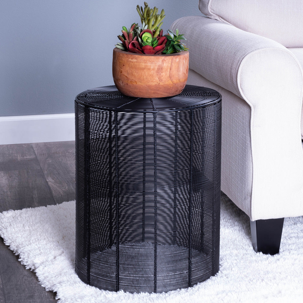 Butler Specialty Company - Renwick 14.25 in. W Round Iron Cage Side Table, Black - 3317025_CLOSEOUT