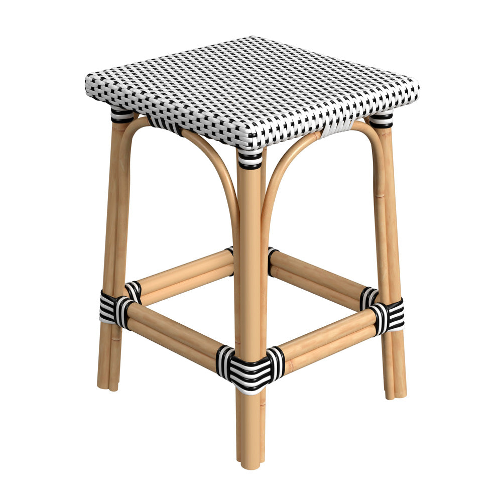 Butler Specialty Company - Riviera 24 in. Seat Height Square Rattan Counter Height Stool, Black/White - 5757295
