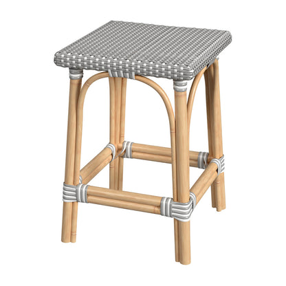 Butler Specialty Company - Riviera 24 in. Seat Height Square Rattan Counter Height Stool, Gray/White - 5757266