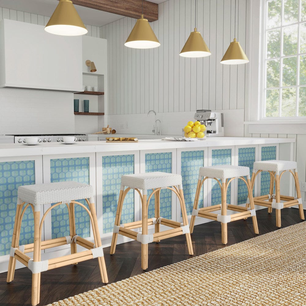 Butler Specialty Company - Robias 24.5 in. Seat Height Rectangular Rattan Backless Counter Height Stool, Glossy White - 5513304 view 6
