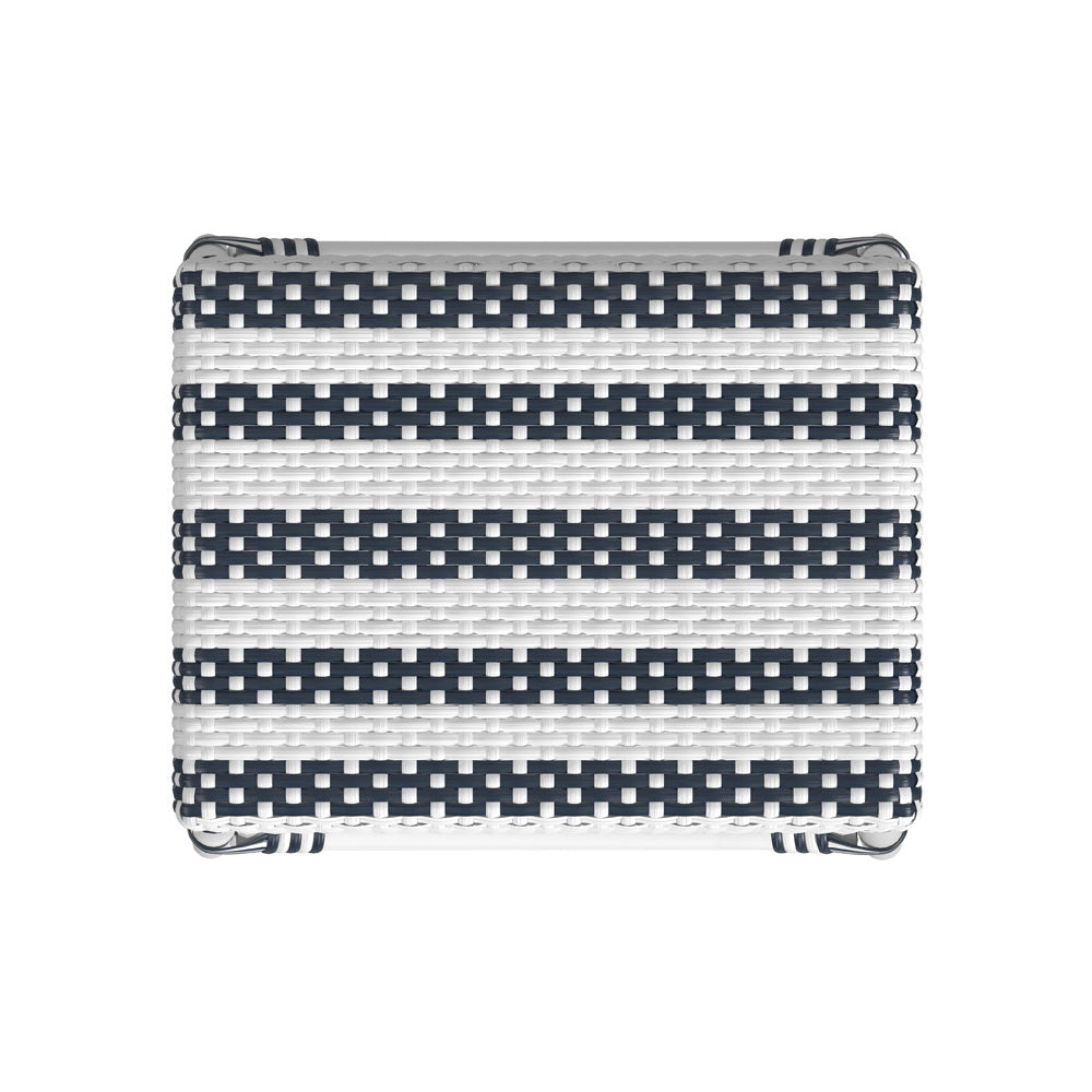 Butler Specialty Company - Robias 24.5 in. Seat Height Rectangular Rattan Backless Counter Height Stool, White and Navy Stripe - 5513035_CLOSEOUT