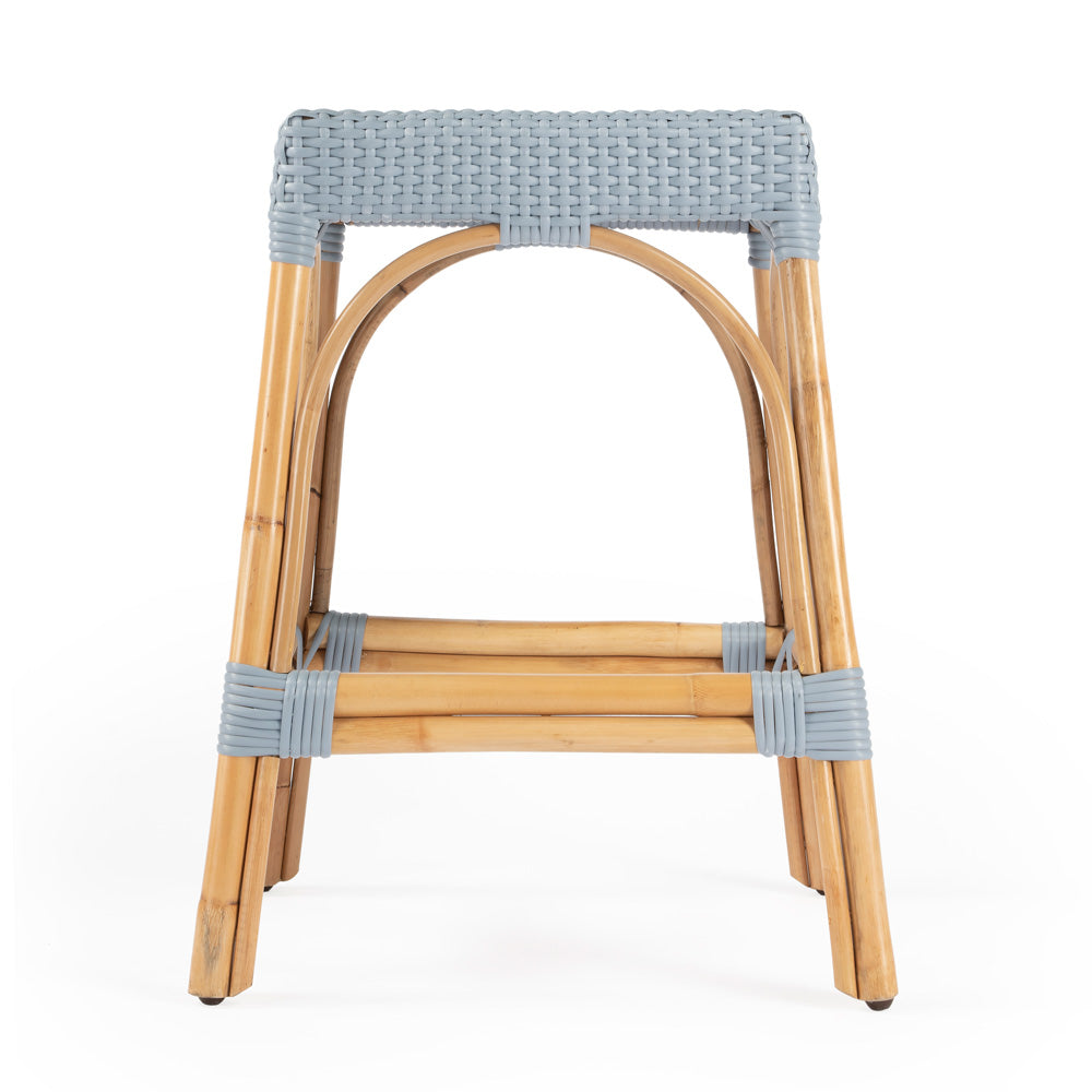 Butler Specialty Company - Robias 24.5 in. Seat Height Rectangular Rattan Backless Counter Height Stool, Baby Blue - 5513341