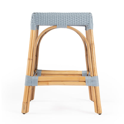 Butler Specialty Company - Robias 24.5 in. Seat Height Rectangular Rattan Backless Counter Height Stool, Baby Blue - 5513341