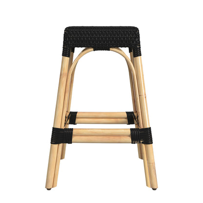 Butler Specialty Company - Robias 24.5 in. Seat Height Rectangular Rattan Backless Counter Height Stool, Black - 5513425