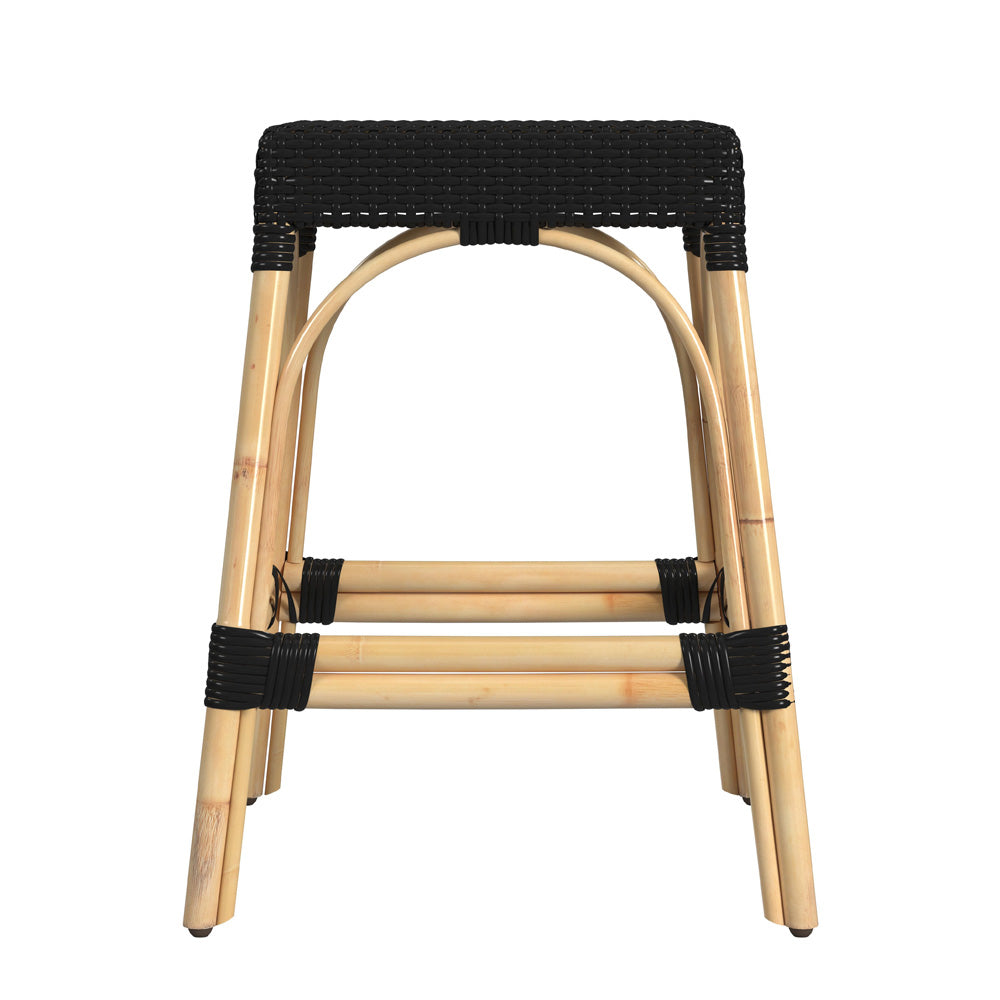 Butler Specialty Company - Robias 24.5 in. Seat Height Rectangular Rattan Backless Counter Height Stool, Black - 5513425