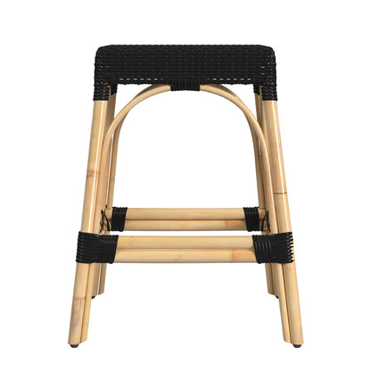 Butler Specialty Company - Robias 24.5 in. Seat Height Rectangular Rattan Backless Counter Height Stool, Black - 5513425