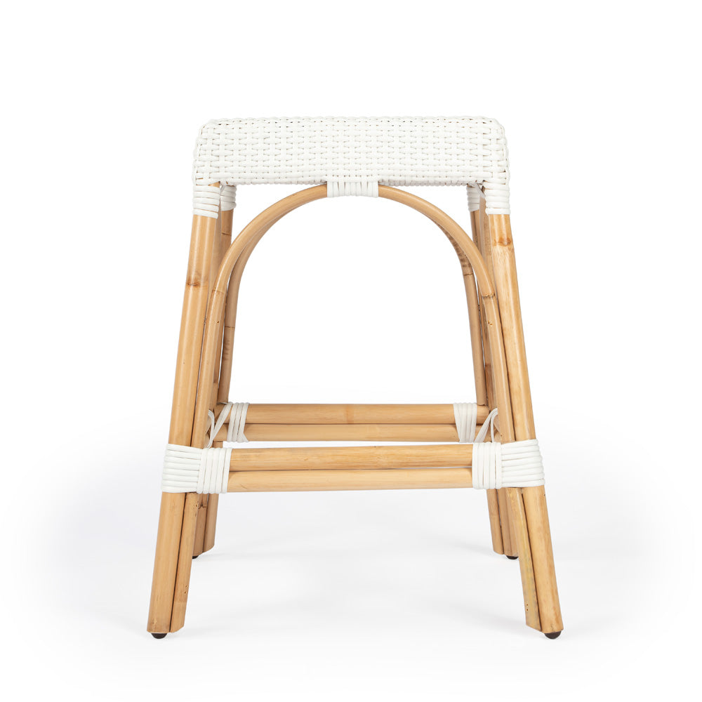 Butler Specialty Company - Robias 24.5 in. Seat Height Rectangular Rattan Backless Counter Height Stool, Glossy White - 5513304