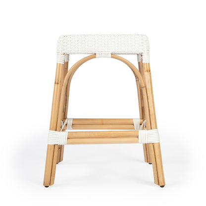 Butler Specialty Company - Robias 24.5 in. Seat Height Rectangular Rattan Backless Counter Height Stool, Glossy White - 5513304