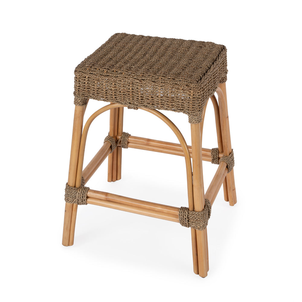 Butler Specialty Company - Robias 24.5 in. Seat Height Rectangular Rattan Backless Counter Height Stool, Light Brown - 5513441