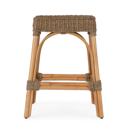 Butler Specialty Company - Robias 24.5 in. Seat Height Rectangular Rattan Backless Counter Height Stool, Light Brown - 5513441