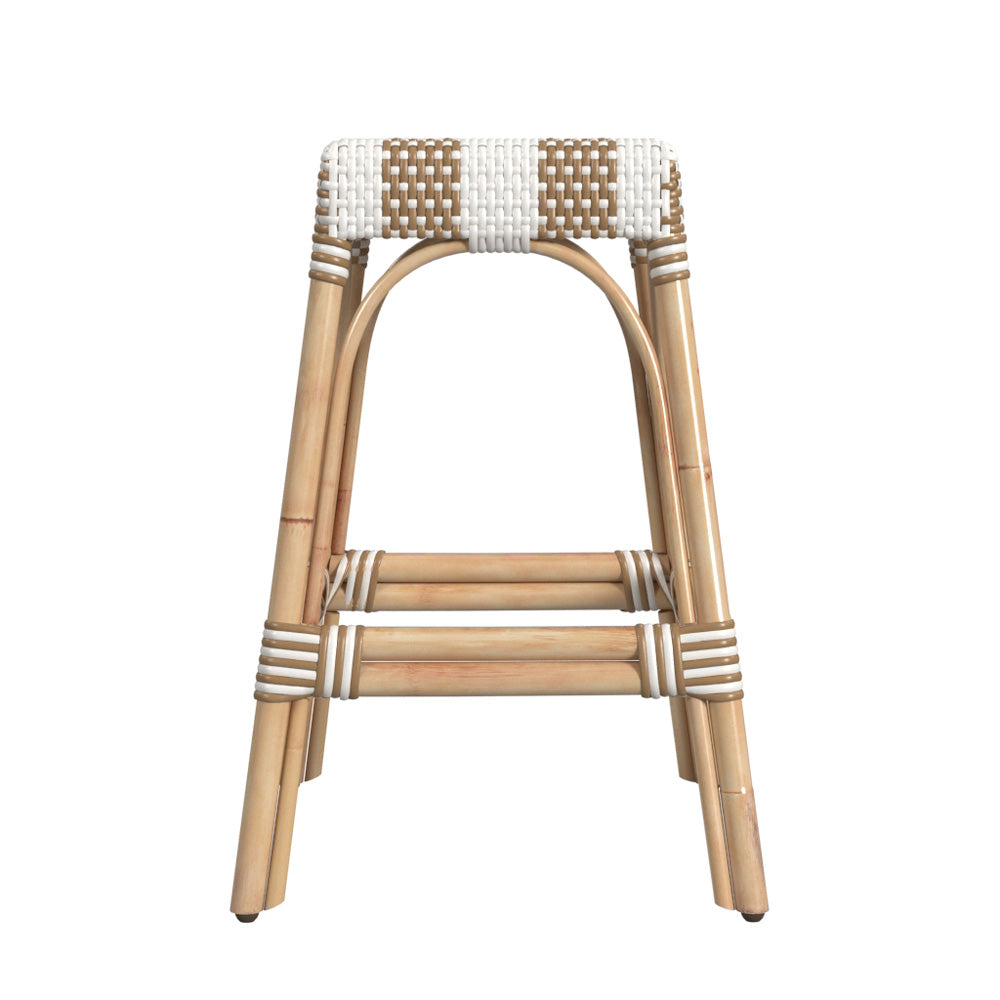 Butler Specialty Company - Robias 24.5 in. Seat Height Rectangular Rattan Backless Counter Height Stool, Tan and White Stripe - 5513984
