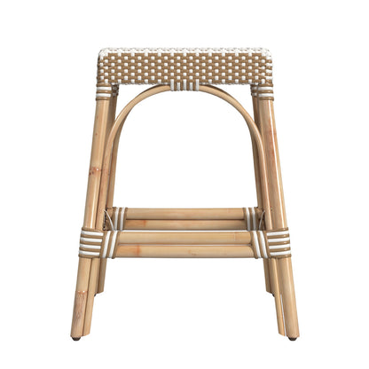Butler Specialty Company - Robias 24.5 in. Seat Height Rectangular Rattan Backless Counter Height Stool, Tan and White Stripe - 5513984