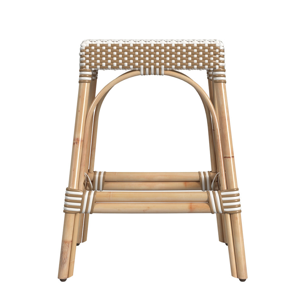 Butler Specialty Company - Robias 24.5 in. Seat Height Rectangular Rattan Backless Counter Height Stool, Tan and White Stripe - 5513984