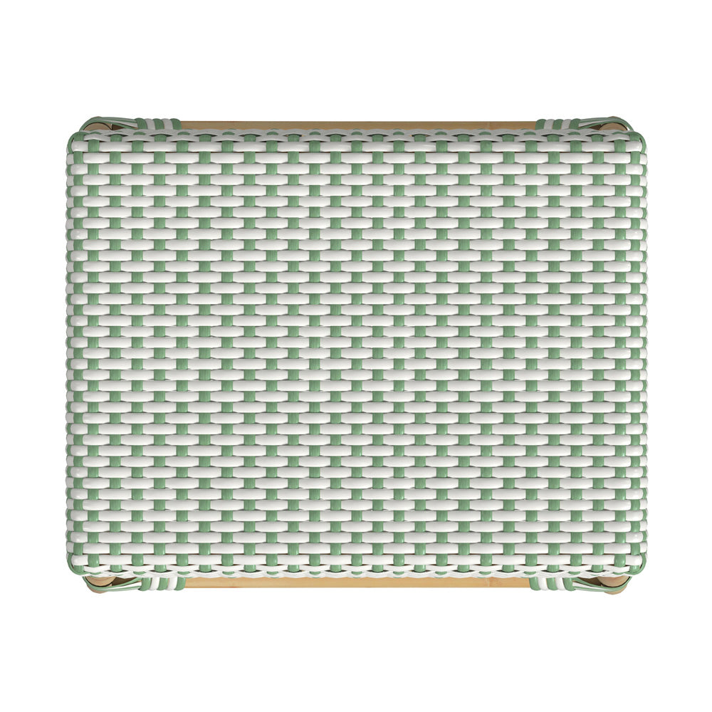 Butler Specialty Company - Robias 24.5 in. Seat Height Rectangular Rattan Backless Counter Height Stool, White and Green Dot - 5513426