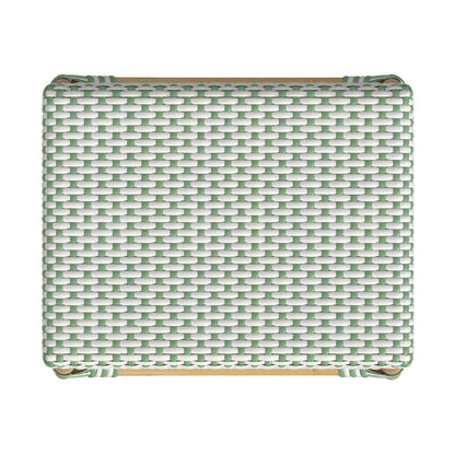 Butler Specialty Company - Robias 24.5 in. Seat Height Rectangular Rattan Backless Counter Height Stool, White and Green Dot - 5513426