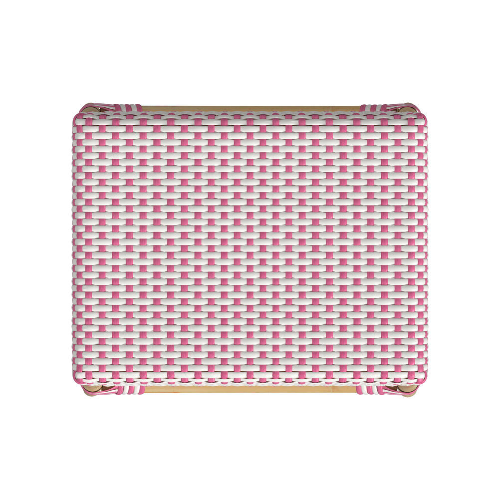 Butler Specialty Company - Robias 24.5 in. Seat Height Rectangular Rattan Backless Counter Height Stool, White and Pink Dot - 5513428