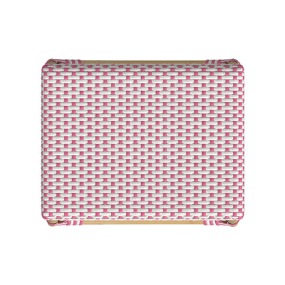 Butler Specialty Company - Robias 24.5 in. Seat Height Rectangular Rattan Backless Counter Height Stool, White and Pink Dot - 5513428