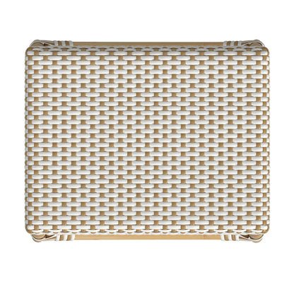 Butler Specialty Company - Robias 24.5 in. Seat Height Rectangular Rattan Backless Counter Height Stool, White and Tan Dot - 5513415