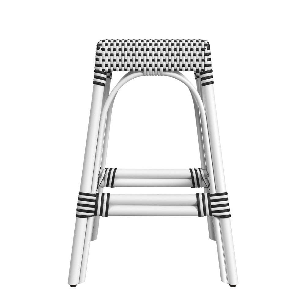 Butler Specialty Company - Robias 24.5 in. Seat Height Rectangular Rattan Backless Counter Height Stool, White and Black Dot - 5513288_CLOSEOUT