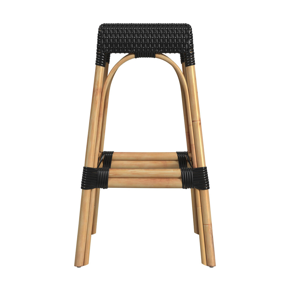 Butler Specialty Company - Robias 30 in. Seat Height Rectangular Rattan Bar Height Backless Stool with Footrest, Black - 5604425