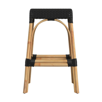 Butler Specialty Company - Robias 30 in. Seat Height Rectangular Rattan Bar Height Backless Stool with Footrest, Black - 5604425