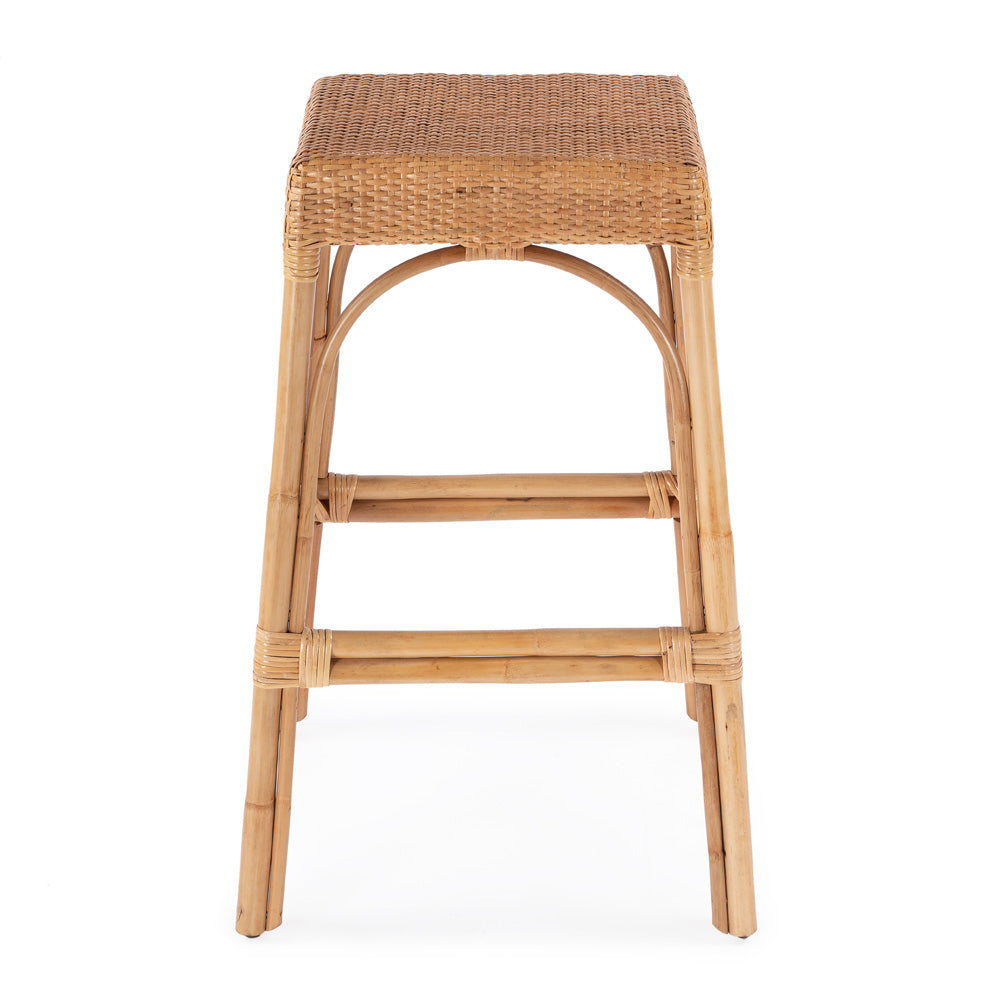 Butler Specialty Company - Robias 30 in. Seat Height Rectangular Rattan Bar Height Backless Stool with Footrest, Natural - 5604404