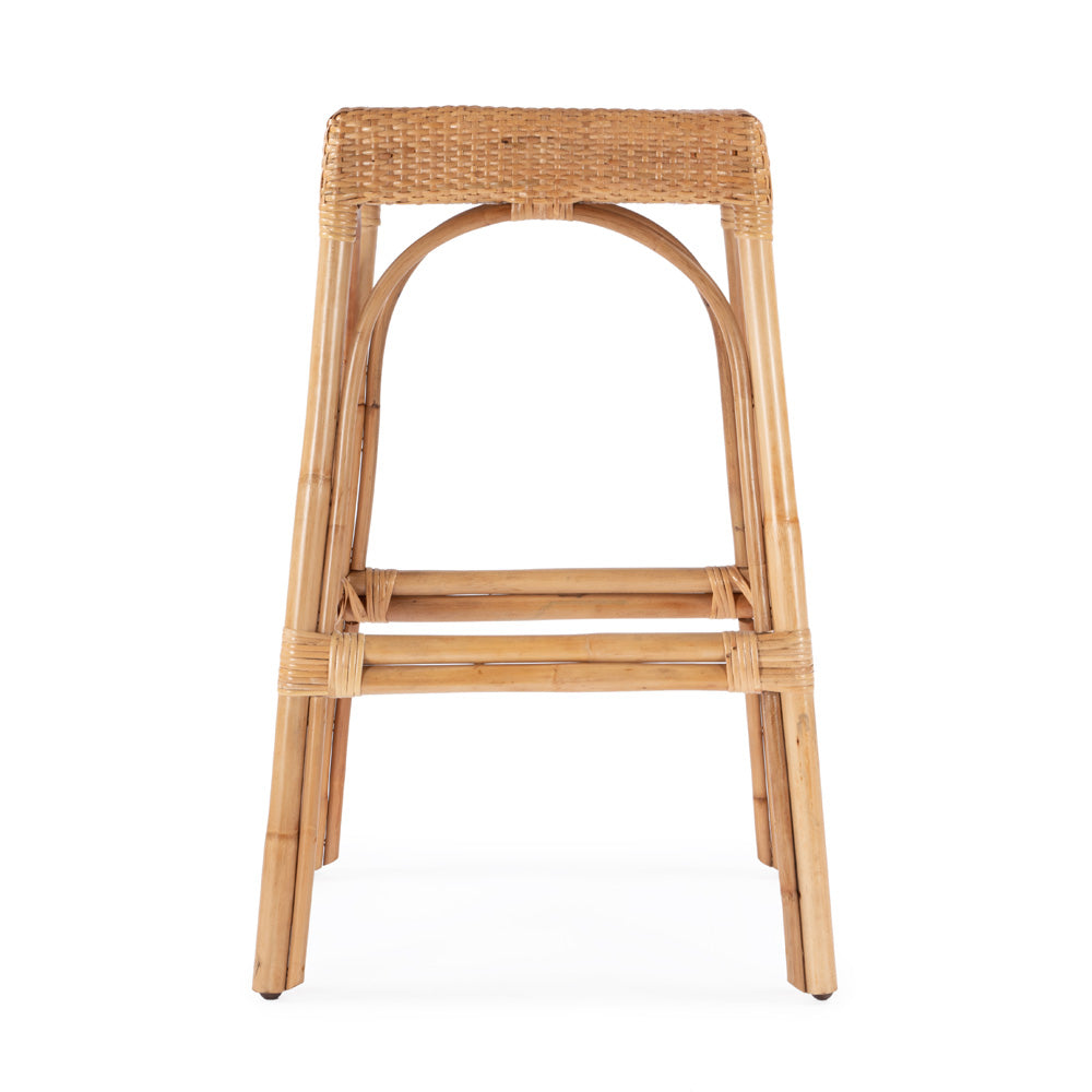 Butler Specialty Company - Robias 30 in. Seat Height Rectangular Rattan Bar Height Backless Stool with Footrest, Natural - 5604404