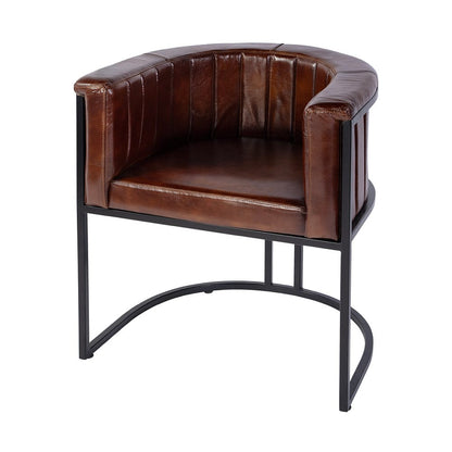 Butler Specialty Company - Rockford 19 in. Seat Height Leather and Iron Barrel Accent Chair, Black, Brown - 5918344 View 1