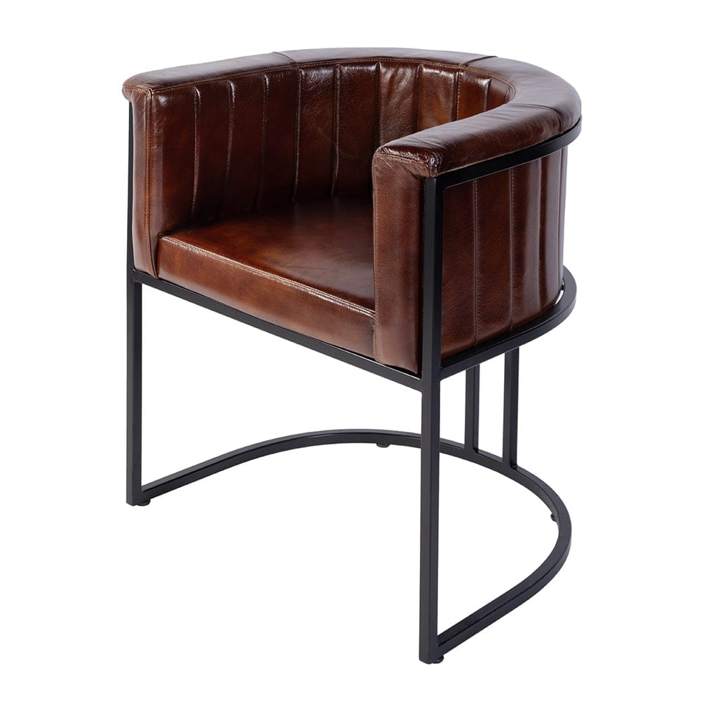 Butler Specialty Company - Rockford 19 in. Seat Height Leather and Iron Barrel Accent Chair, Black, Brown - 5918344 View 2