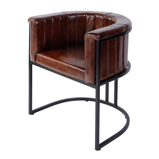 Butler Specialty Company - Rockford 19 in. Seat Height Leather and Iron Barrel Accent Chair, Black, Brown - 5918344 View 2