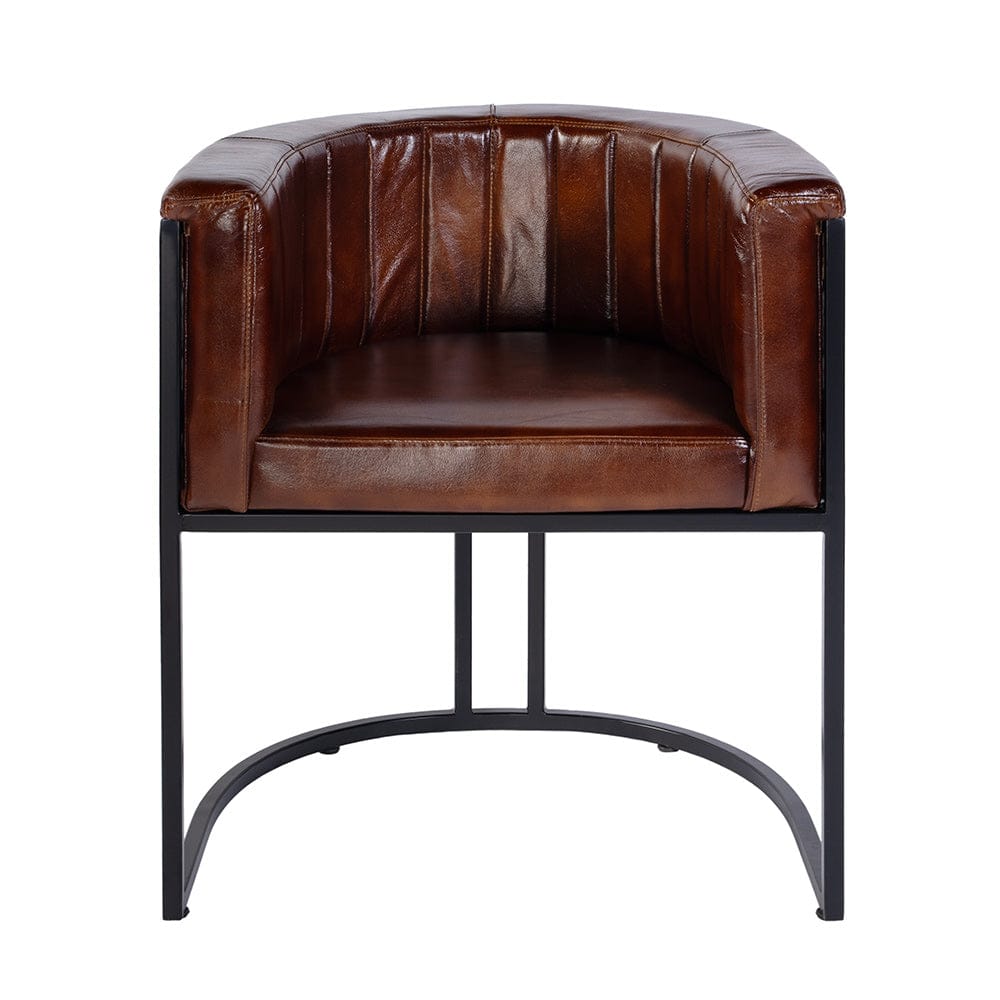Butler Specialty Company - Rockford 19 in. Seat Height Leather and Iron Barrel Accent Chair, Black, Brown - 5918344 View 3