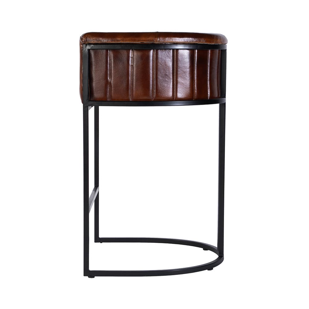 Butler Specialty Company - Rockford 29 in. Seat Height Leather and Iron Barrel Bar Stool w Footrest, Black, Brown - 5917344 View 3